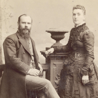 19thC studio portrait of man and woman