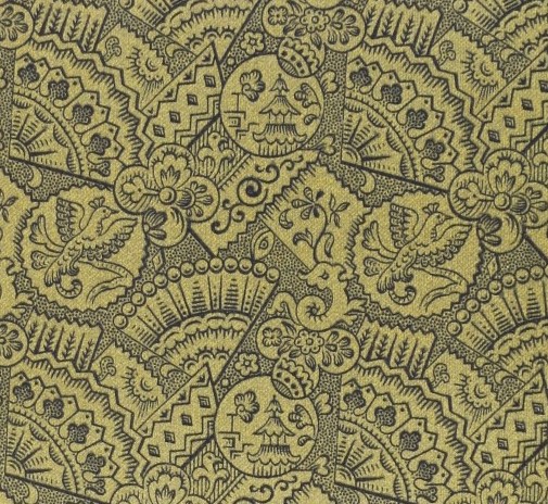 A close up of the endpaper. with an eye in the middle