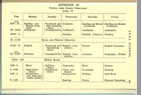 An example of a timetable for students.