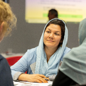 Person listening to tutor